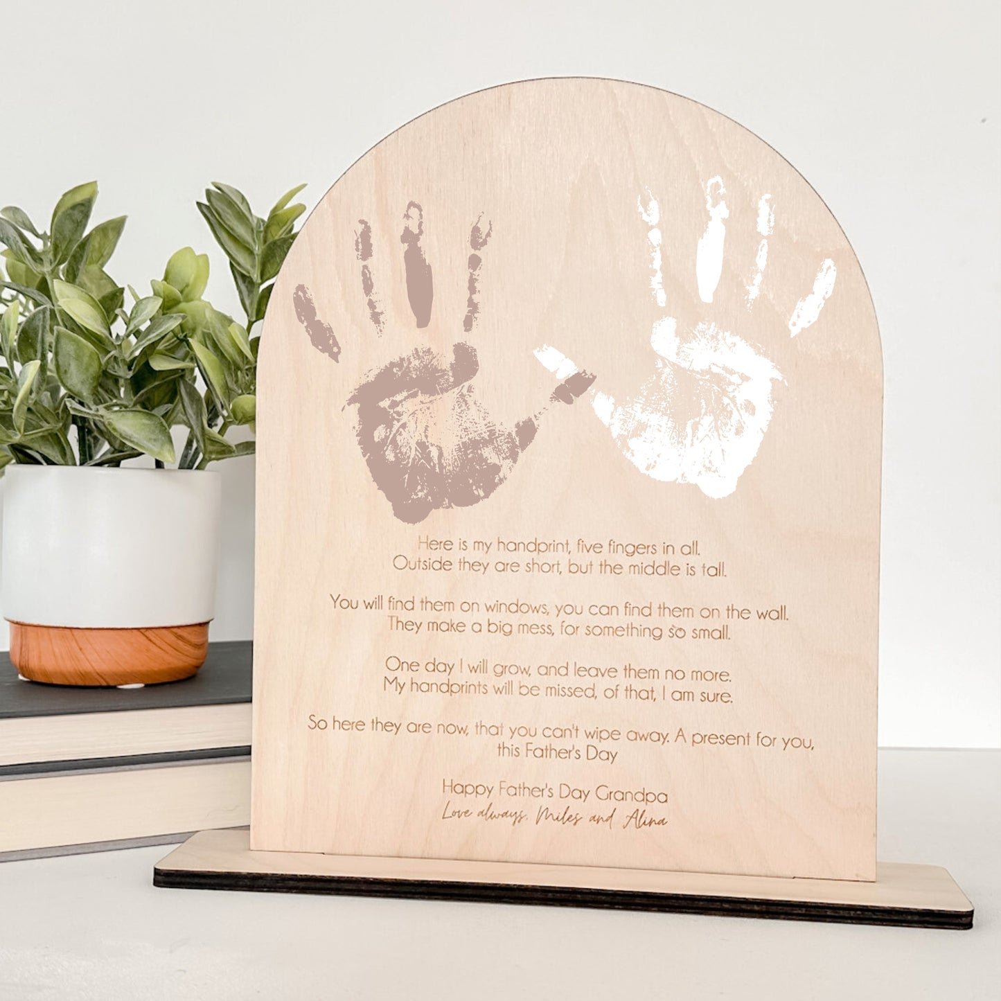 Personalized Handprint Keepsake Sign - Custom Wooden Father's Day Gift