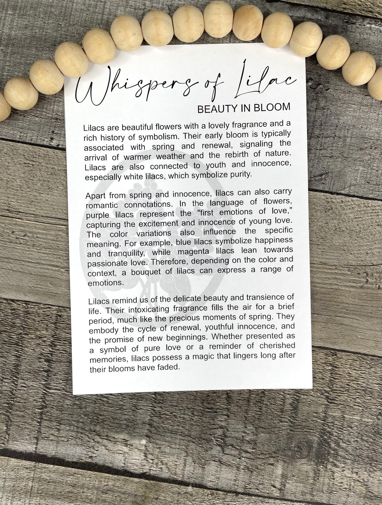 Whispers of Lilac Ornament with Story Card – Floral Gift – Personalized Heart Option – Made in the USA