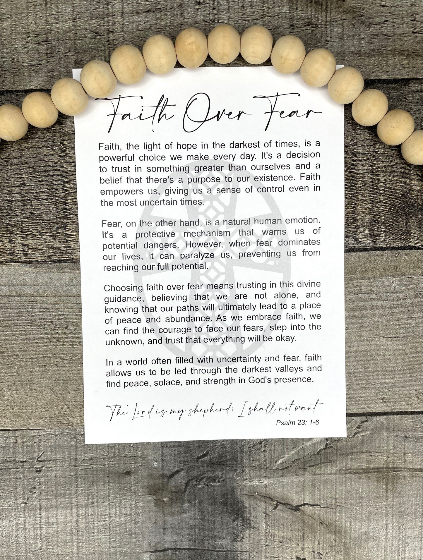 Faith Over Fear Wooden Cross Ornament - Customizable Keepsake with Story Card