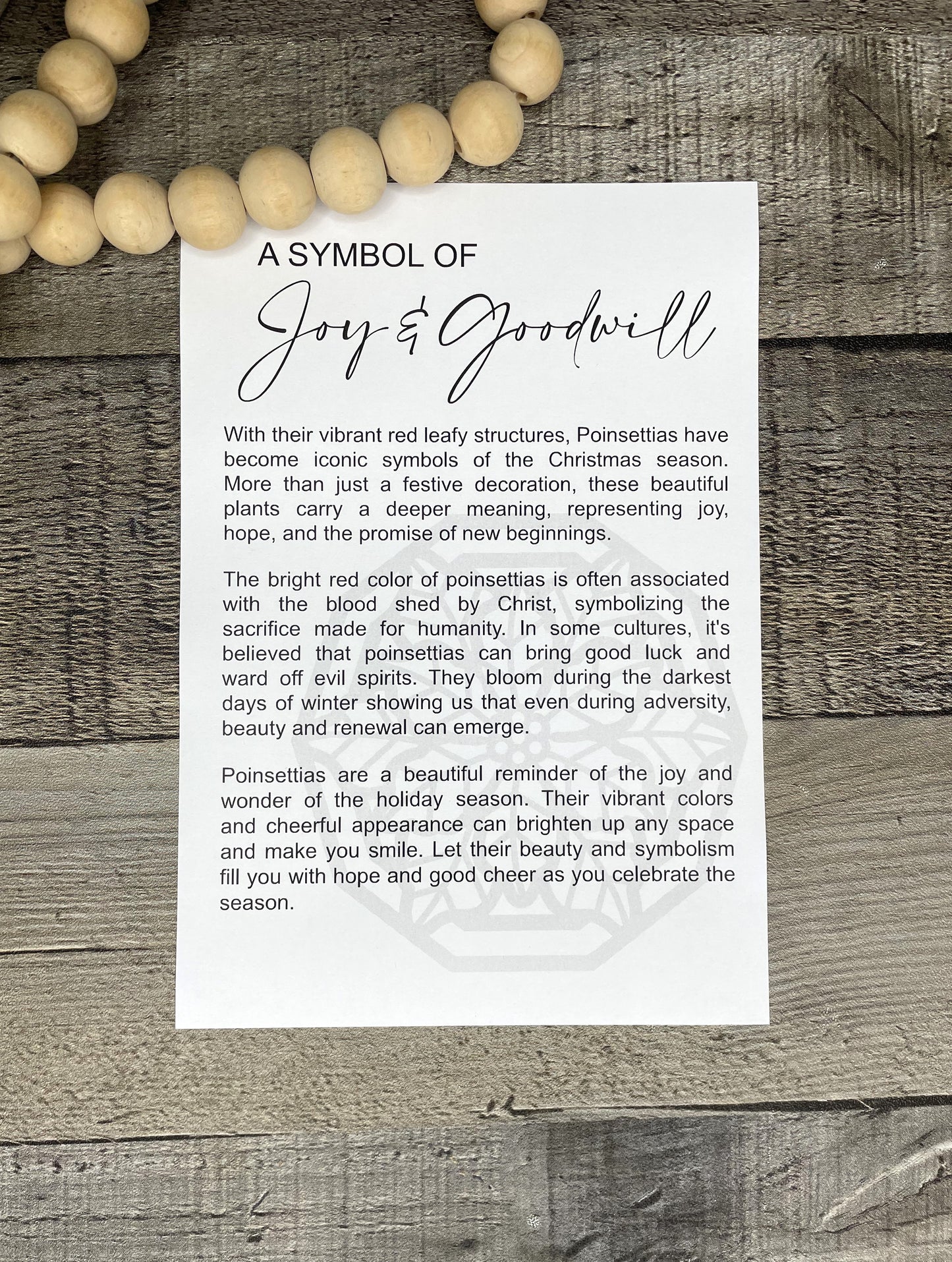 Poinsettia Storyboard Wooden Ornament - Personalized Christmas Keepsake