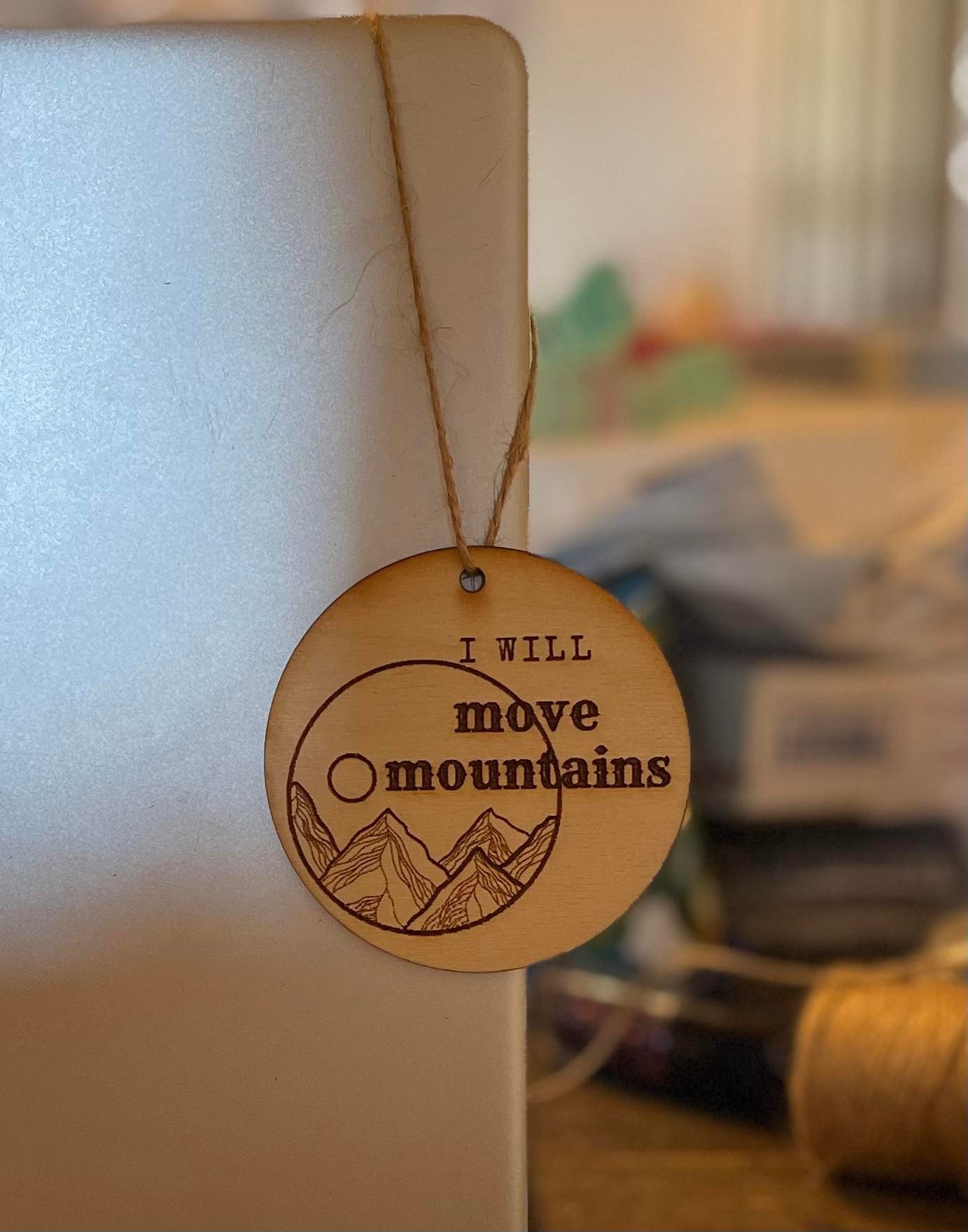 Rustic 'I Will Move Mountains' Christmas Ornament – Tree or Mirror Motivation