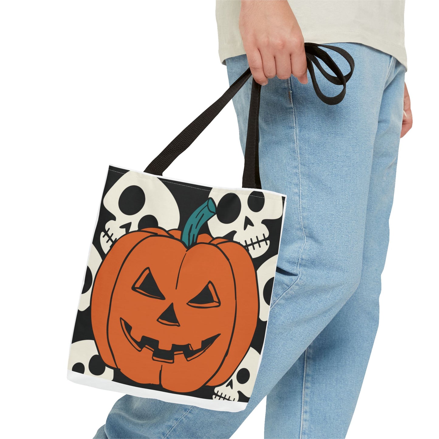 Halloween Skull Pumpkin Tote Bag