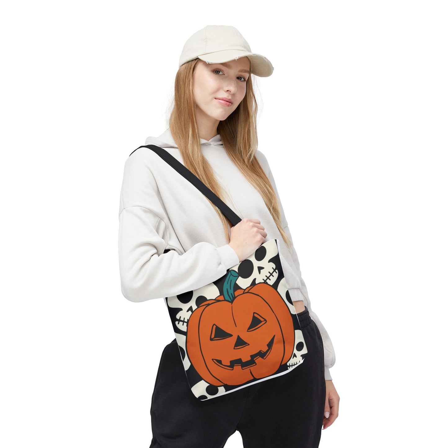 Halloween Skull Pumpkin Tote Bag