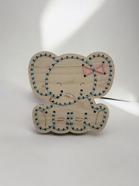 Elephant Sew Kit - DIY Wooden Sewing Board for Kids and Adults