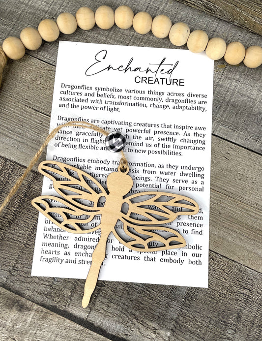 Enchanted Creature Dragonfly Ornament with Story Card – Symbol of Transformation & Change – Personalized Heart Option – Made in the USA