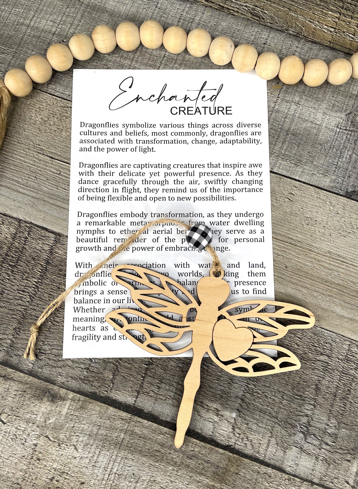 Enchanted Creature Dragonfly Ornament with Story Card – Symbol of Transformation & Change – Personalized Heart Option – Made in the USA