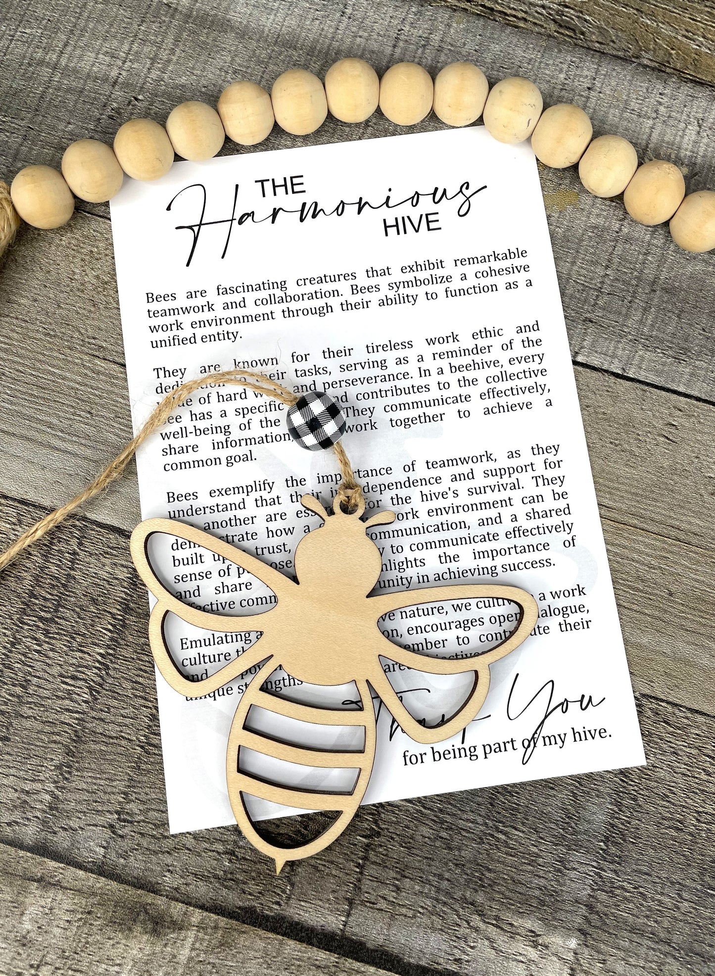The Harmonious Hive Ornament with Story Card – Bee Teamwork Gift – Personalized Heart Option
