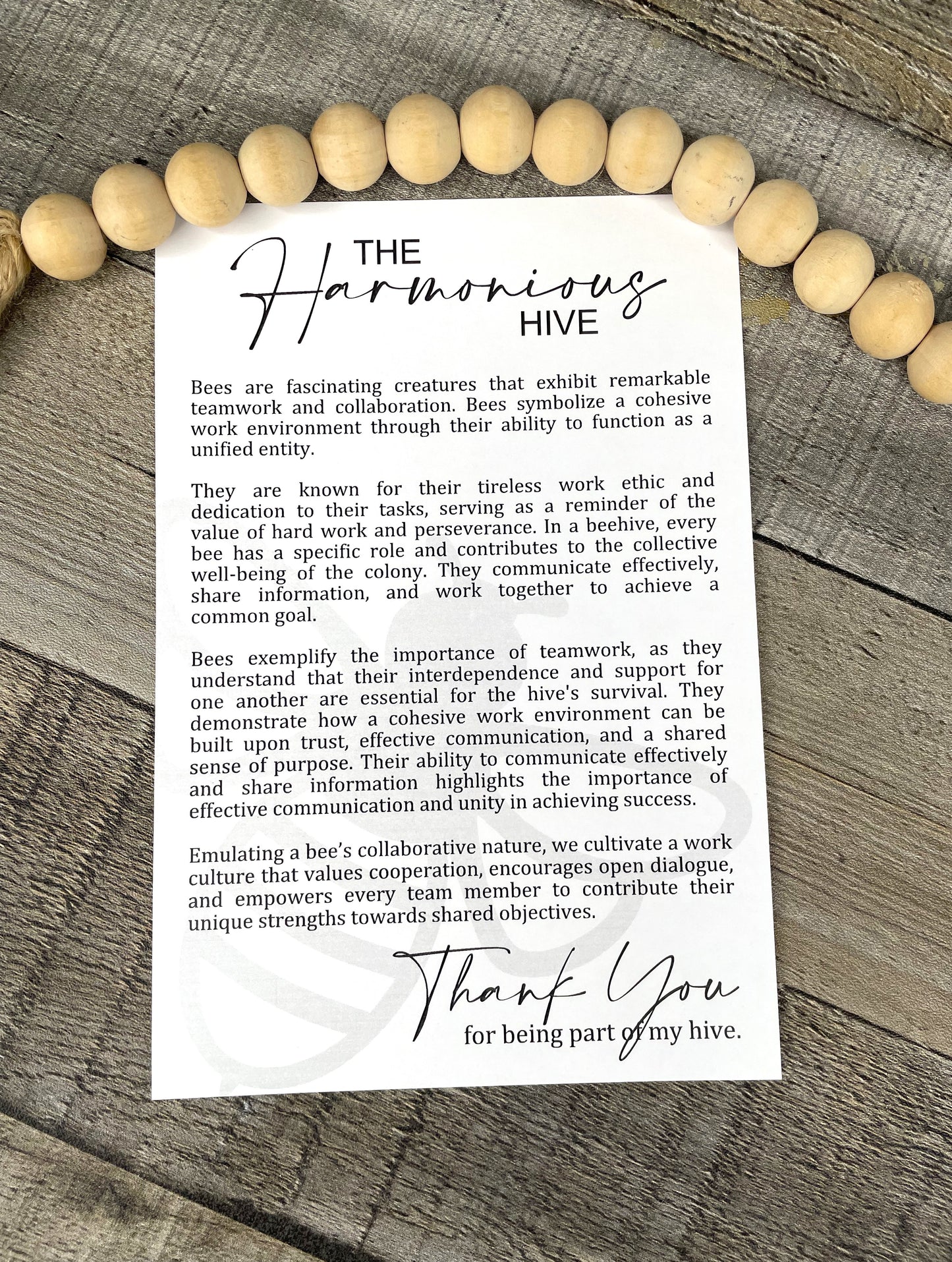The Harmonious Hive Ornament with Story Card – Bee Teamwork Gift – Personalized Heart Option