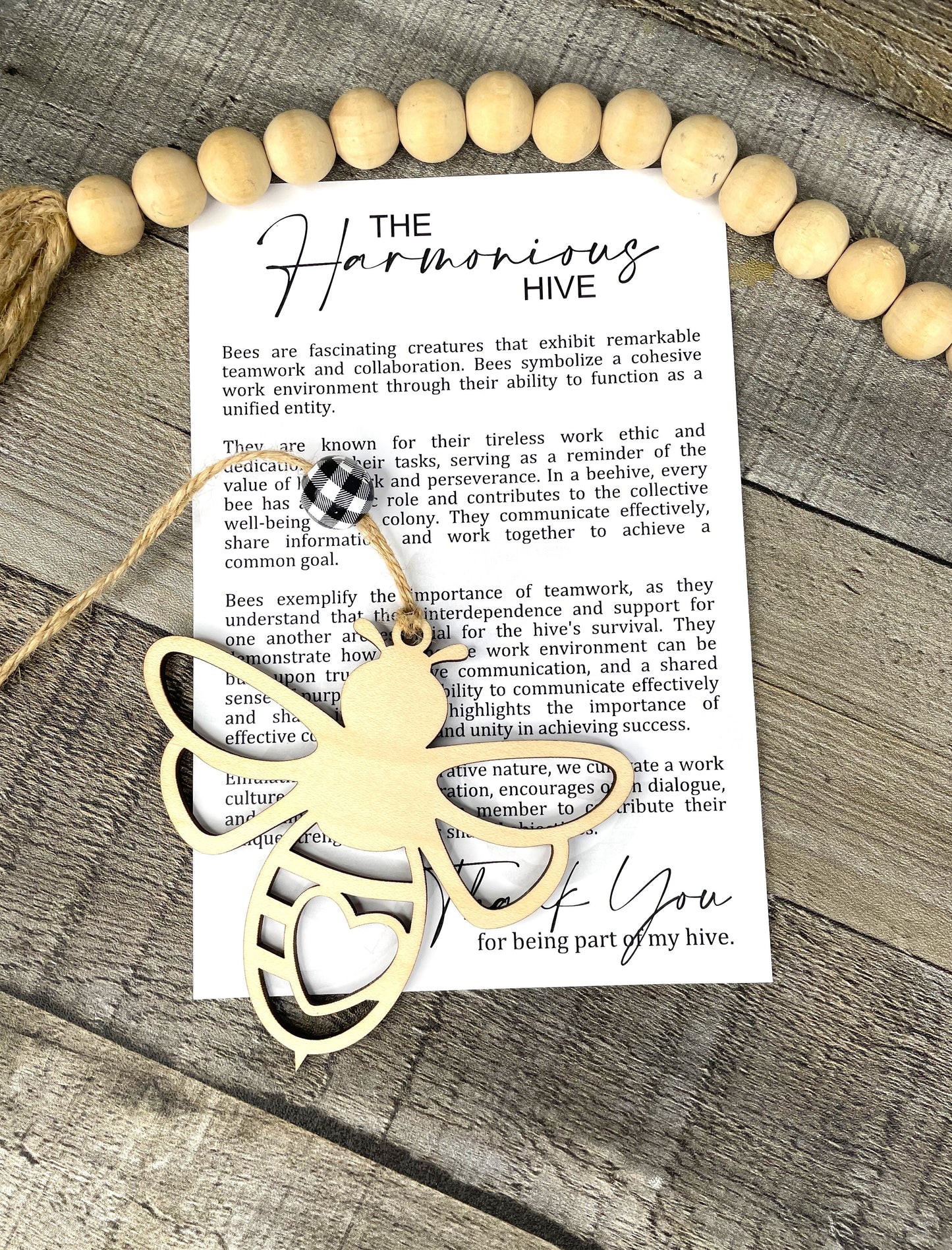 The Harmonious Hive Ornament with Story Card – Bee Teamwork Gift – Personalized Heart Option