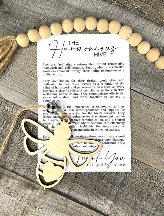 The Harmonious Hive Ornament with Story Card – Bee Teamwork Gift – Personalized Heart Option