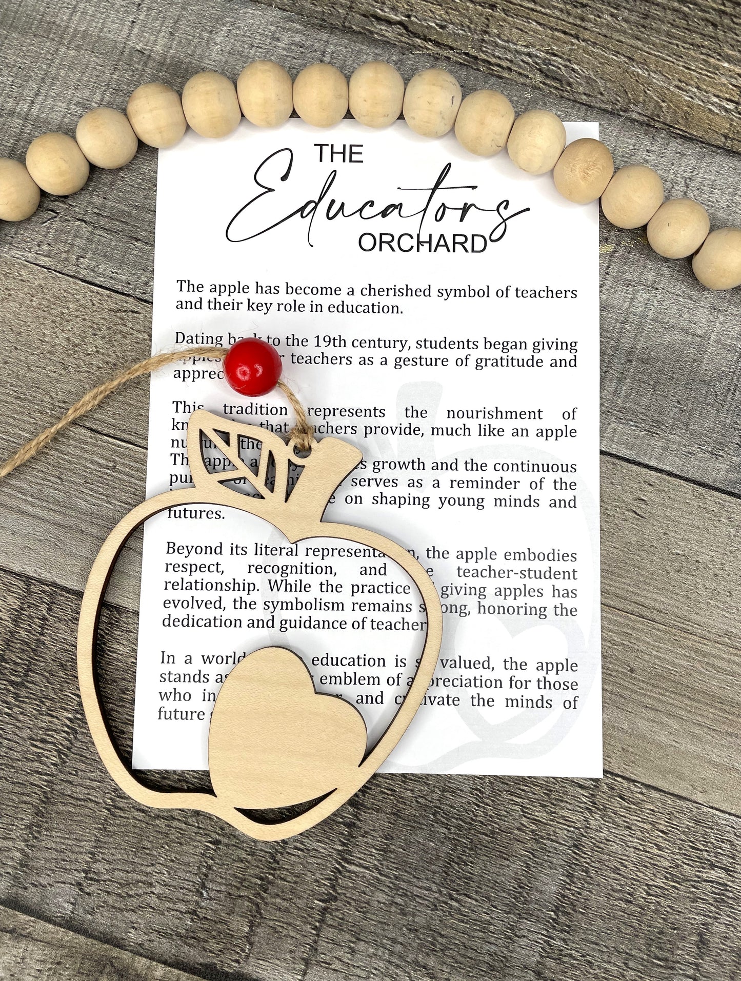 Educator's Orchard Ornament | The Apple of Appreciation Wooden Ornament