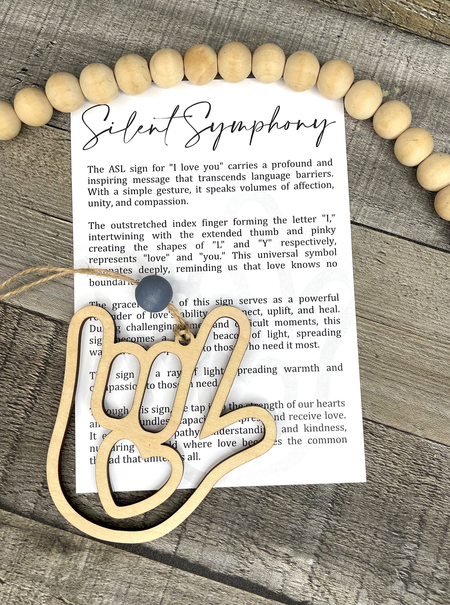 Silent Symphony Ornament | ASL "I Love You" Wooden Ornament