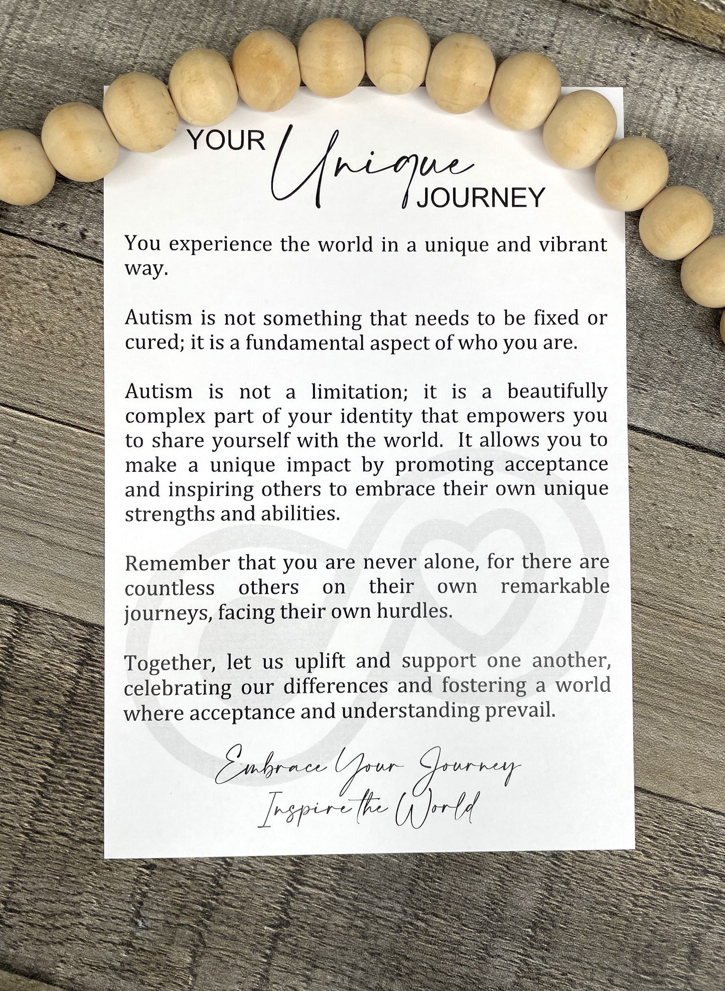 Autism Journey Ornament | Your Unique Journey Wooden Ornament