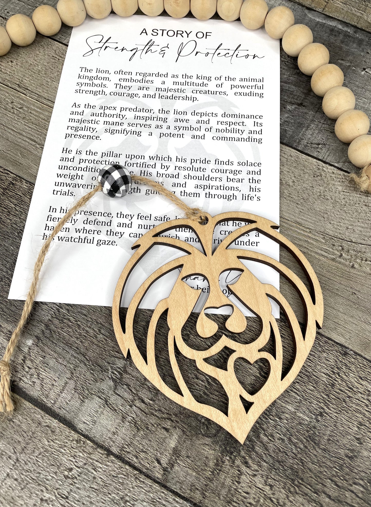 A Story of Strength & Protection Lion Wooden Ornament