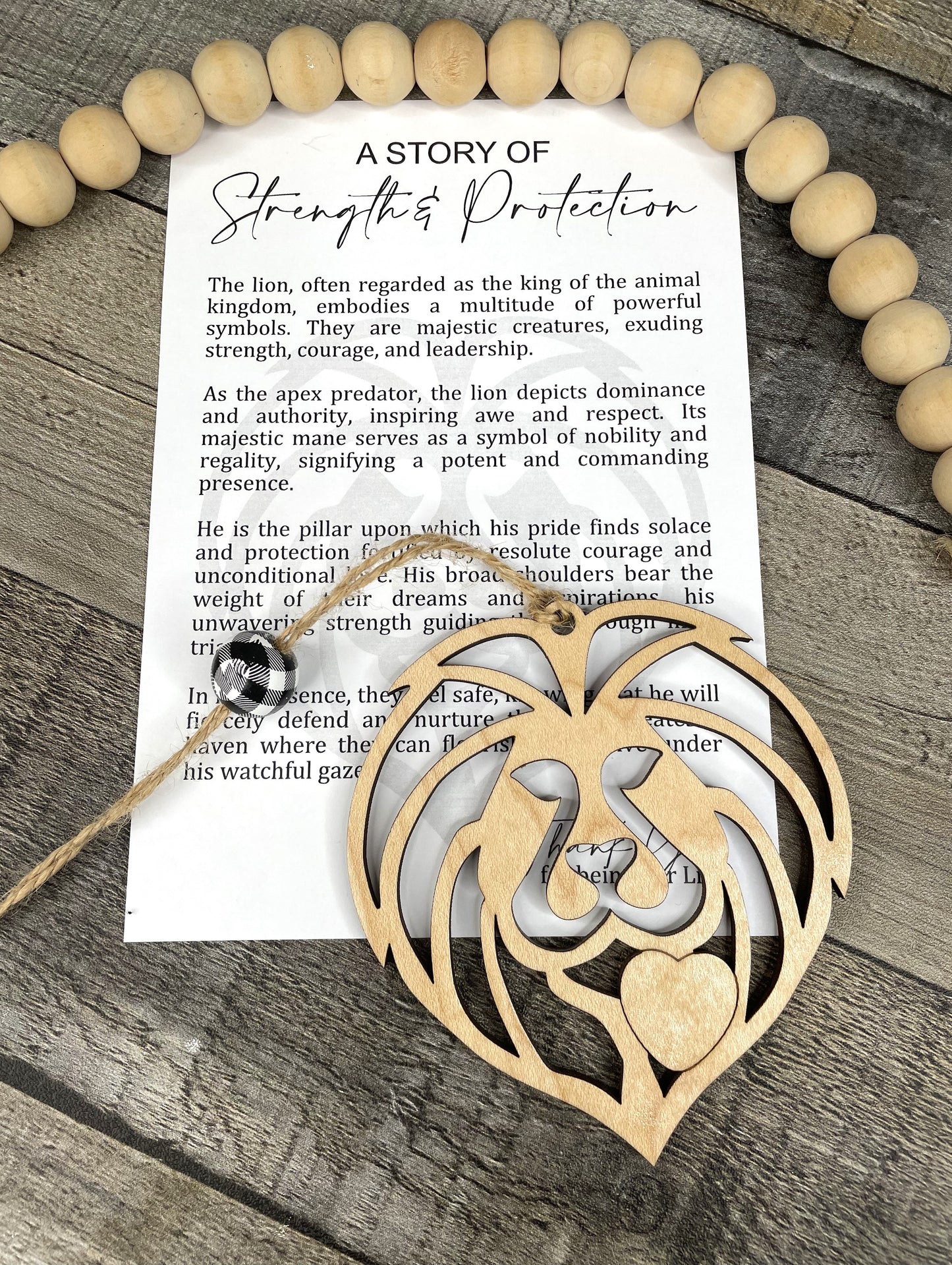 A Story of Strength & Protection Lion Wooden Ornament