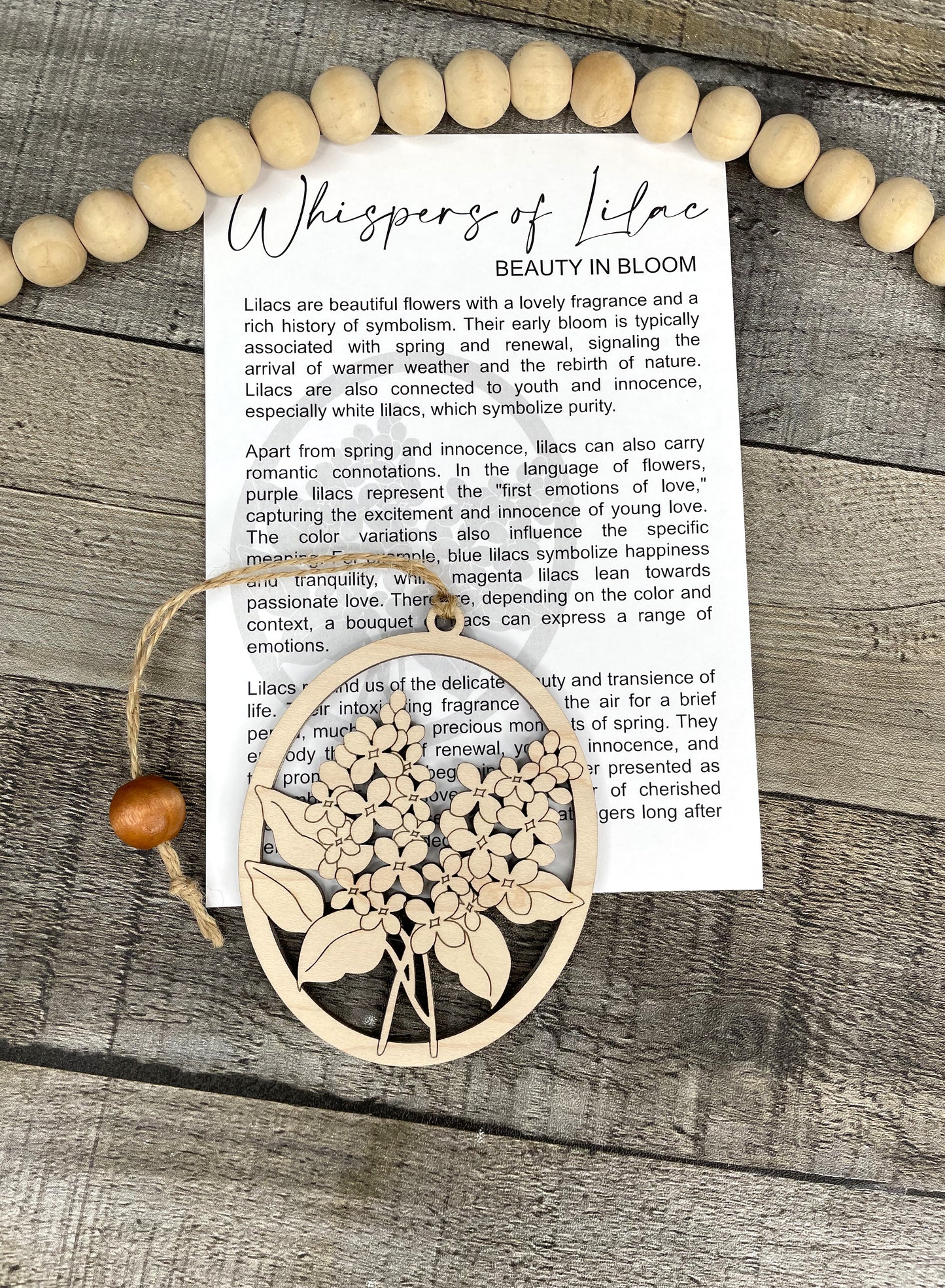 Whispers of Lilac Ornament with Story Card – Floral Gift – Personalized Heart Option – Made in the USA