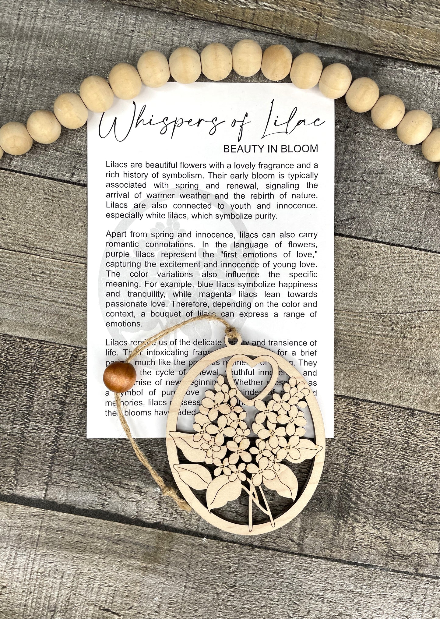 Whispers of Lilac Ornament with Story Card – Floral Gift – Personalized Heart Option – Made in the USA
