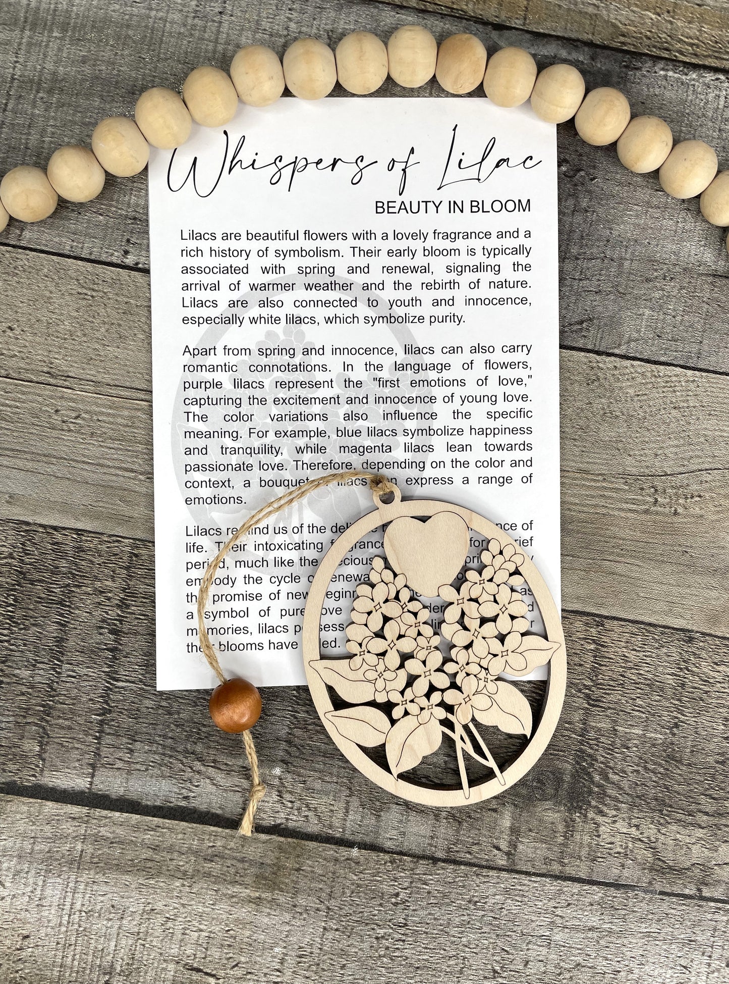 Whispers of Lilac Ornament with Story Card – Floral Gift – Personalized Heart Option – Made in the USA