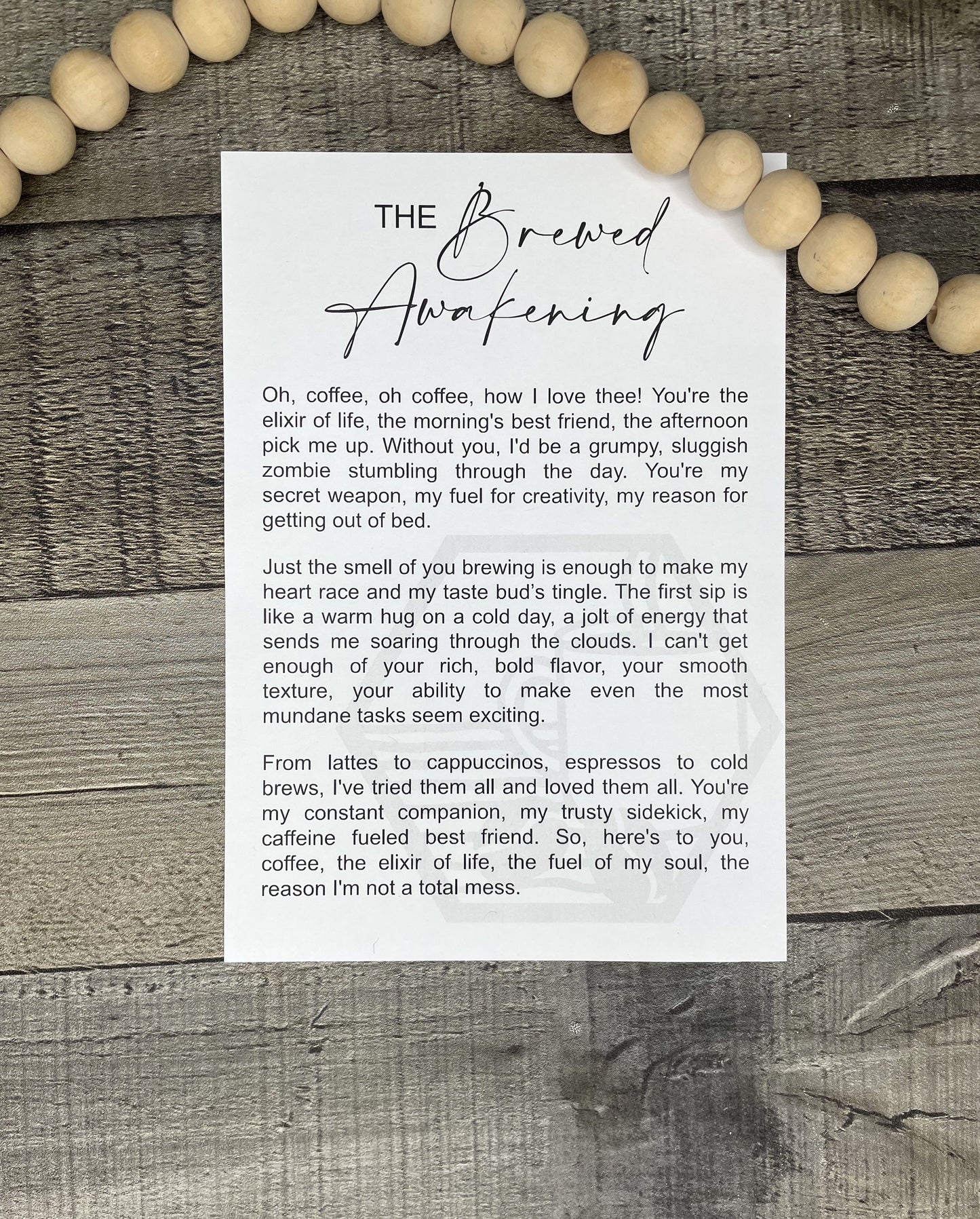 The Brewed Awakening - Wooden Coffee-Themed Ornament
