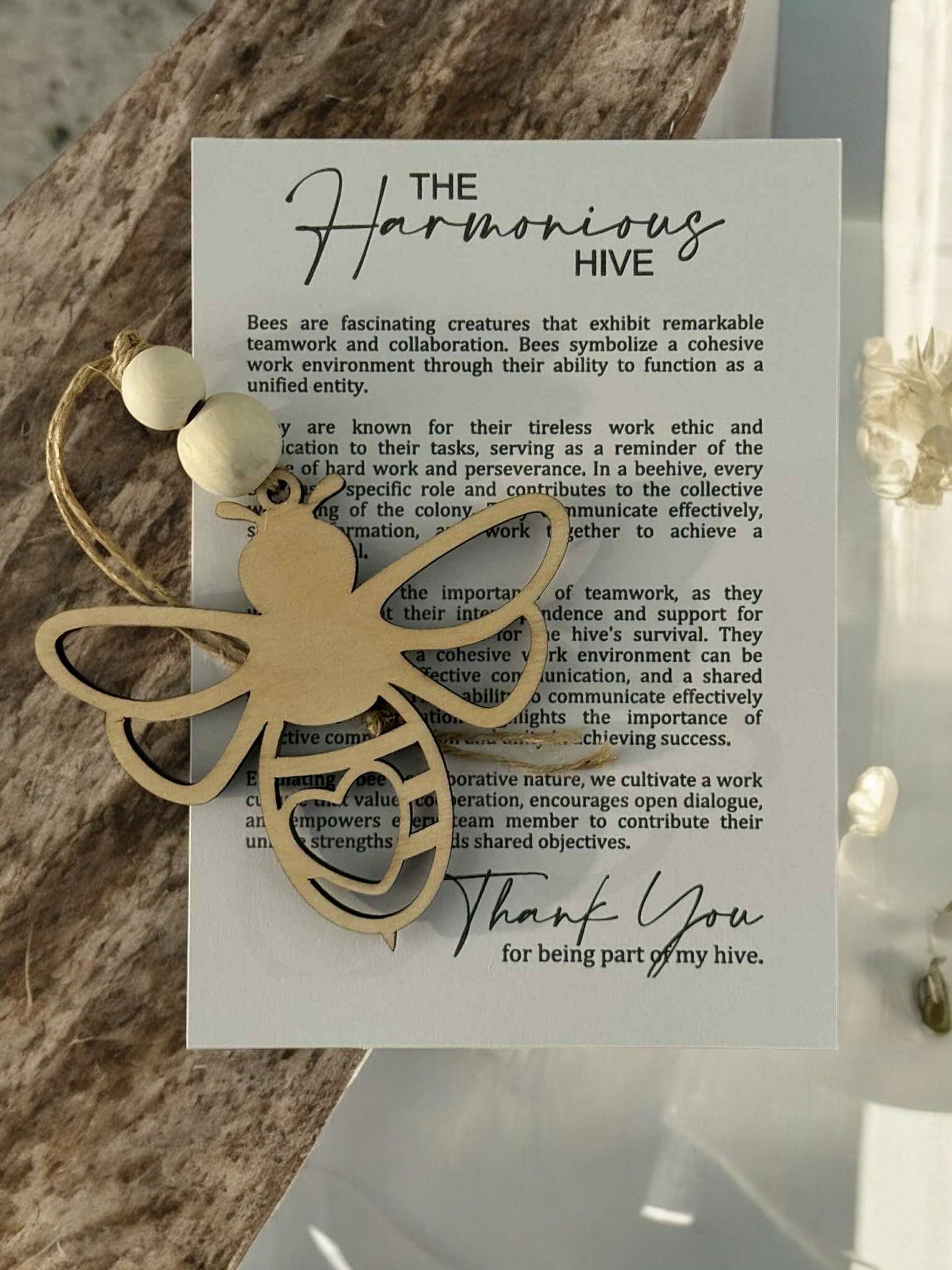 The Harmonious Hive Ornament with Story Card – Bee Teamwork Gift – Personalized Heart Option