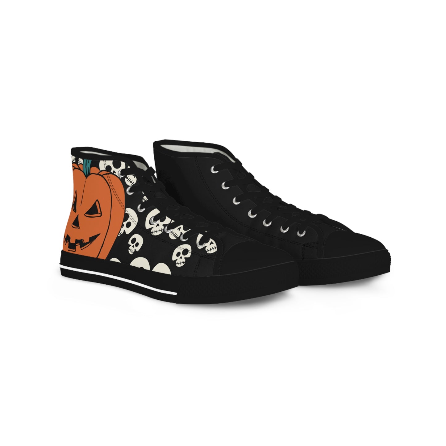 Men's High Top Halloween Pumpkin Skull Sneakers