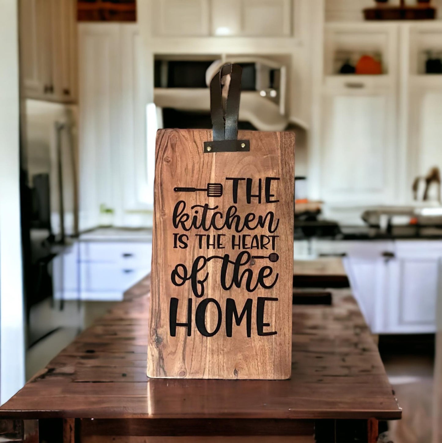 Heart of the Home Decorative Cutting Board - Rustic Farmhouse Kitchen Decor