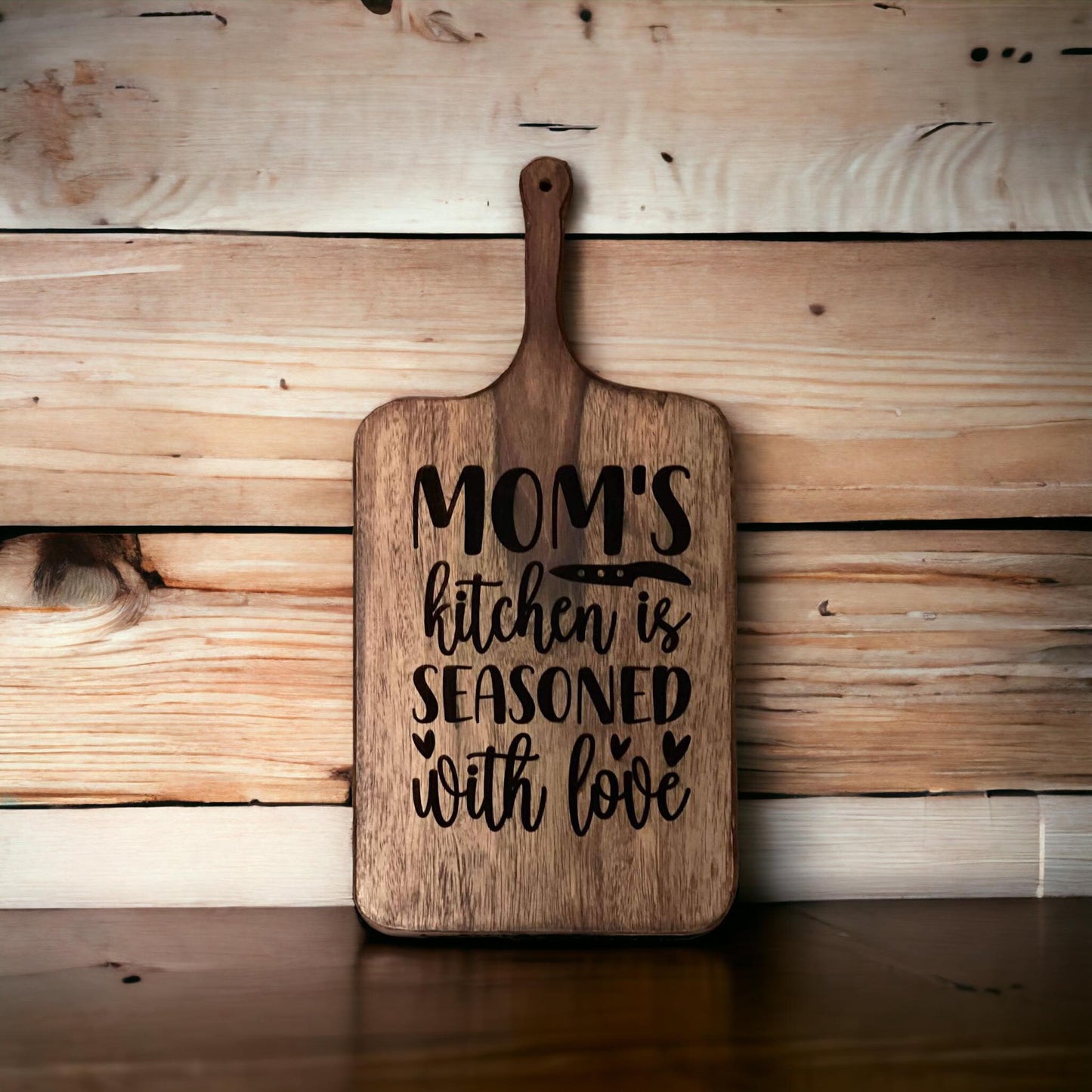 Mom's Kitchen Love - Rustic Decorative Cutting Board for Heartfelt Decor