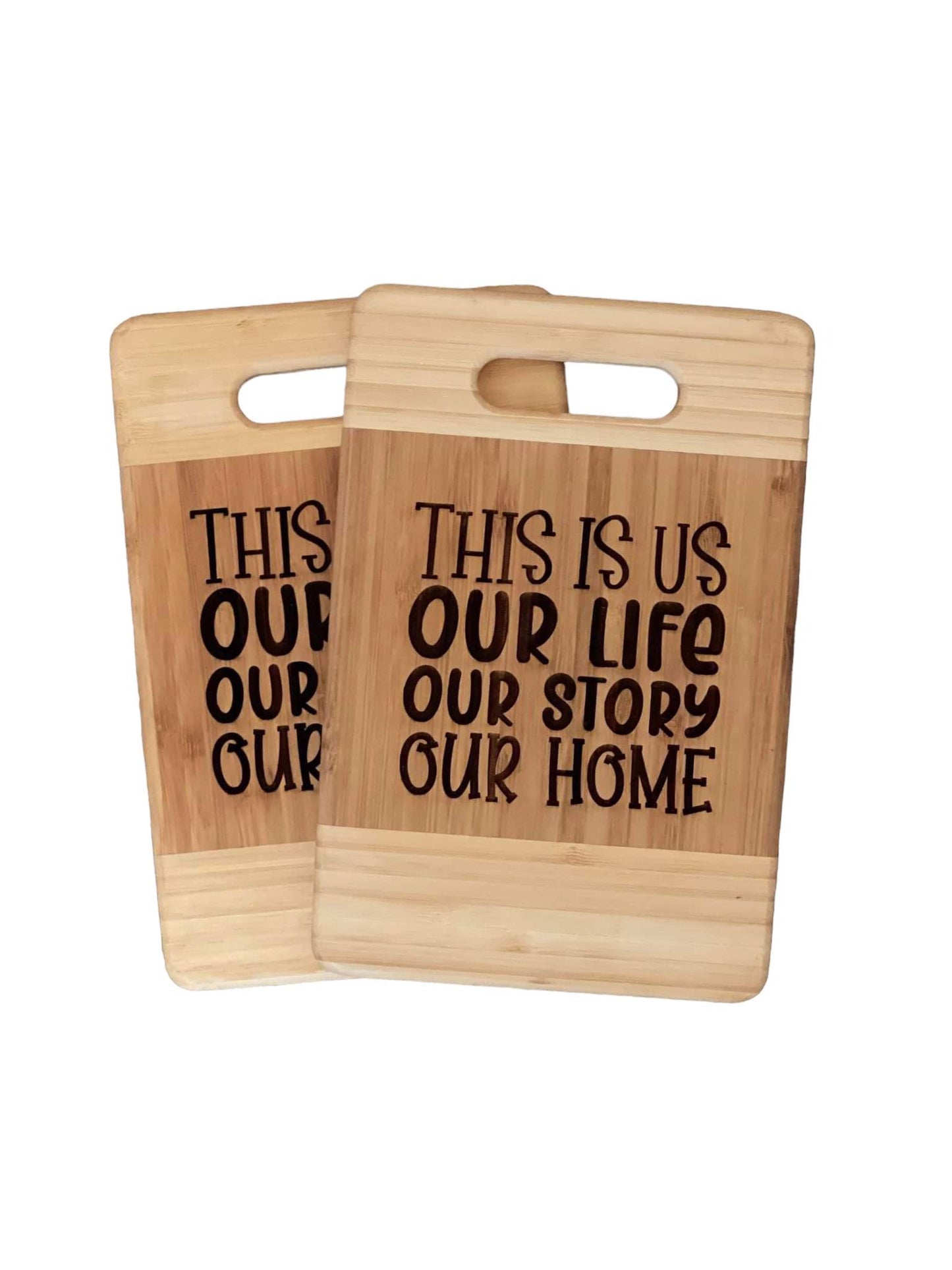 This Is Us Decorative Bamboo Cutting Board - Laser Engraved Farmhouse Kitchen Decor