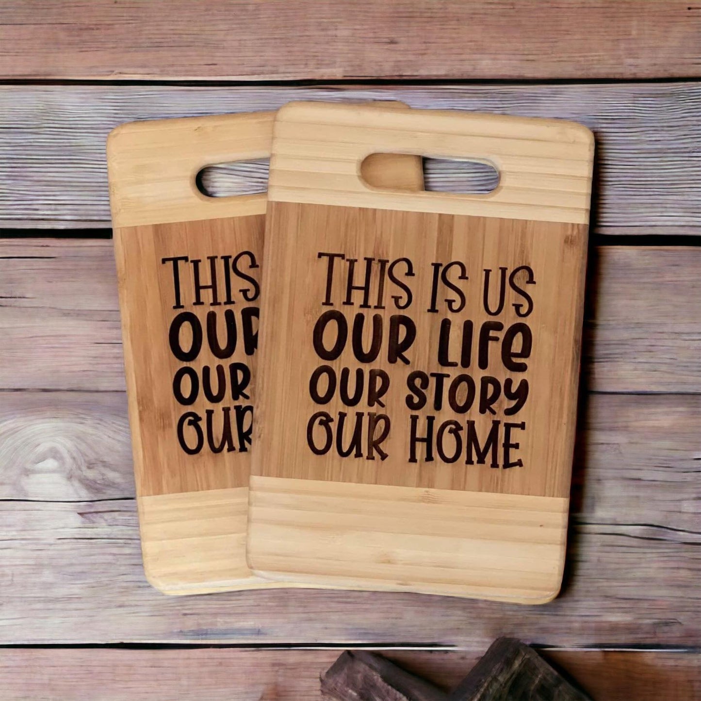 This Is Us Decorative Bamboo Cutting Board - Laser Engraved Farmhouse Kitchen Decor