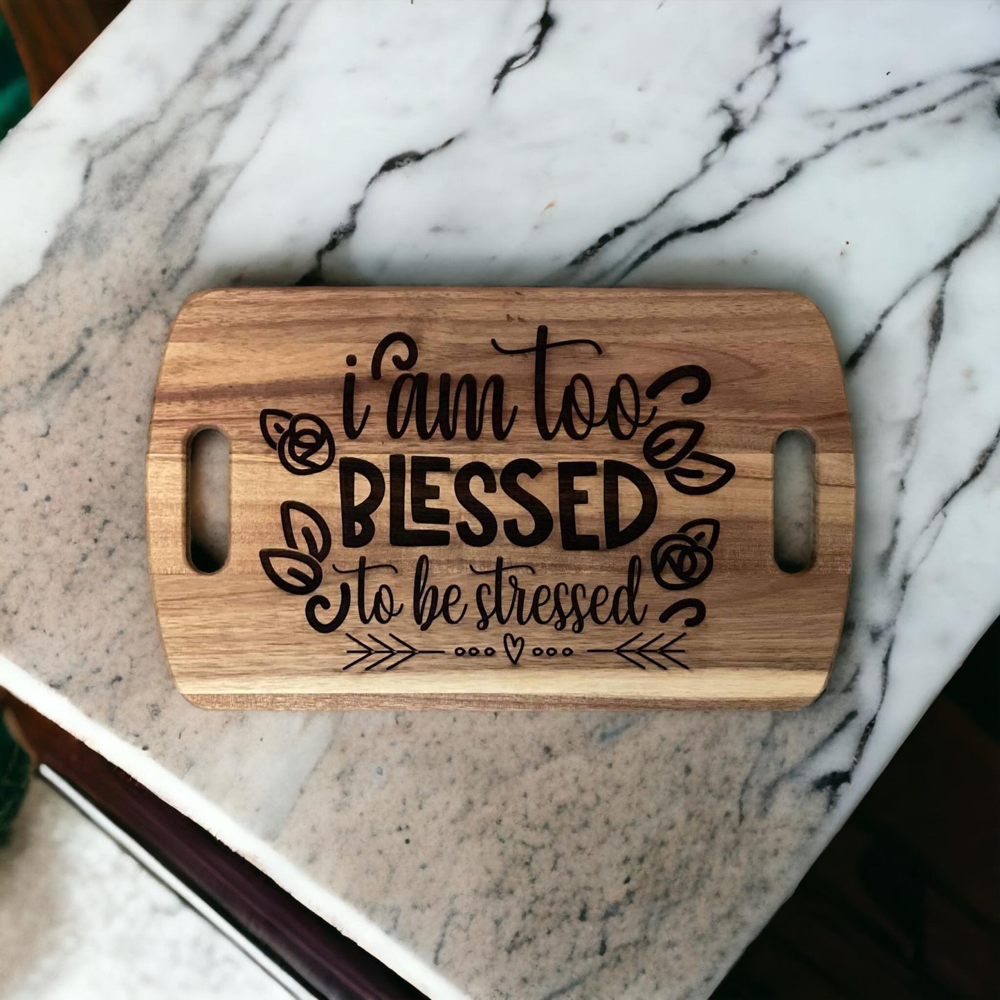 Blessed Moments Rustic Decorative Cutting Board - Laser Engraved Kitchen Art