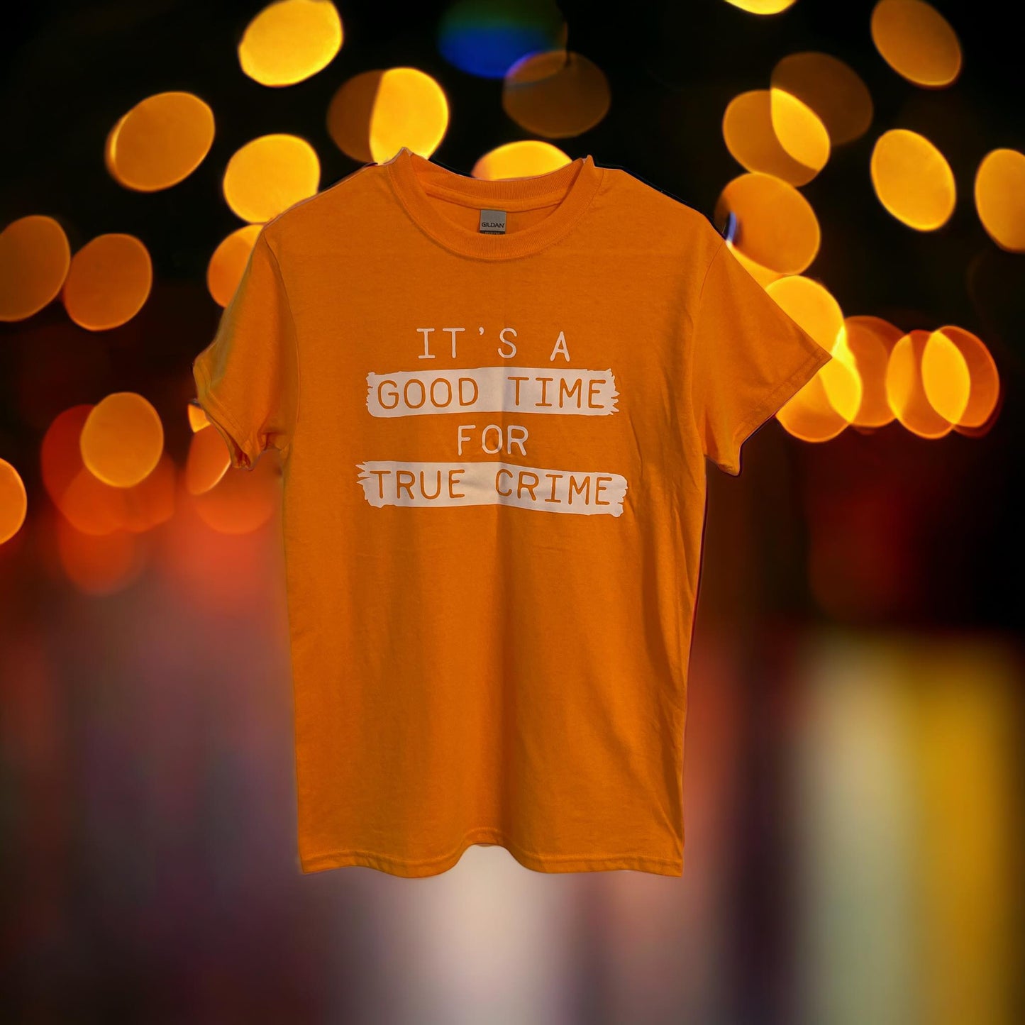 "Indulge Your Crime Obsession with Our 'It's a Good Time for True Crime' T-shirt