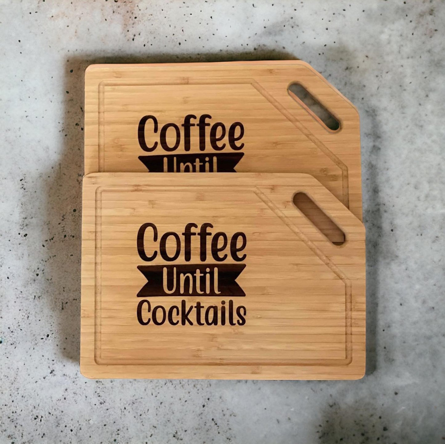 Coffee Until Cocktails Bamboo Decorative Cutting Board - Wine Lover's Gift for Her