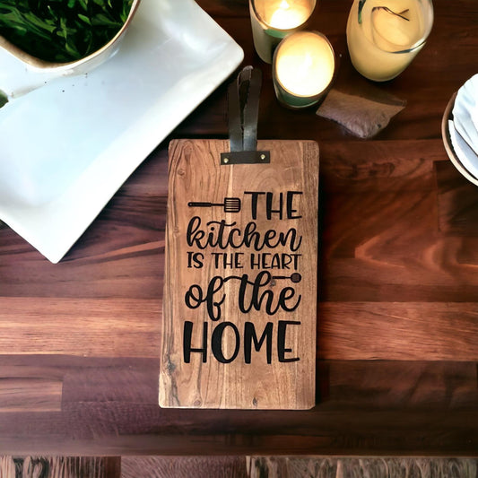 Heart of the Home Decorative Cutting Board - Rustic Farmhouse Kitchen Decor