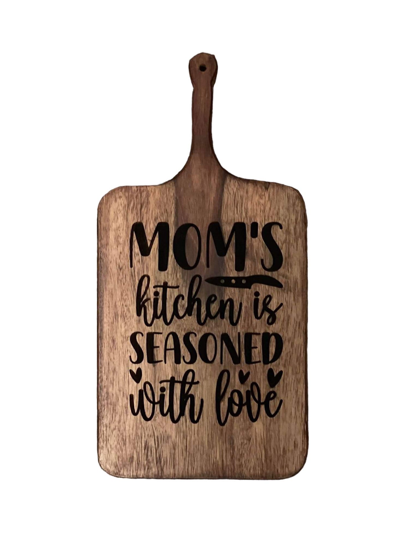 Mom's Kitchen Love - Rustic Decorative Cutting Board for Heartfelt Decor