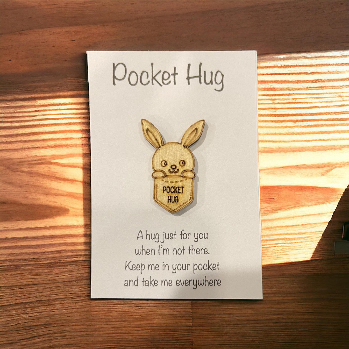 Wooden Pocket Hug - Portable Token of Affection with Heartfelt Backer Card