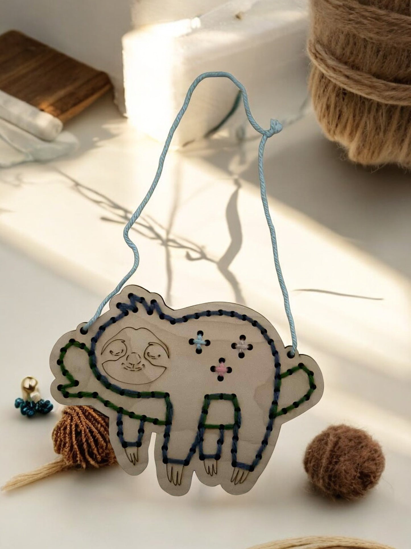 Sloth Sew Kit - DIY Wooden Sewing Board for Kids and Adults