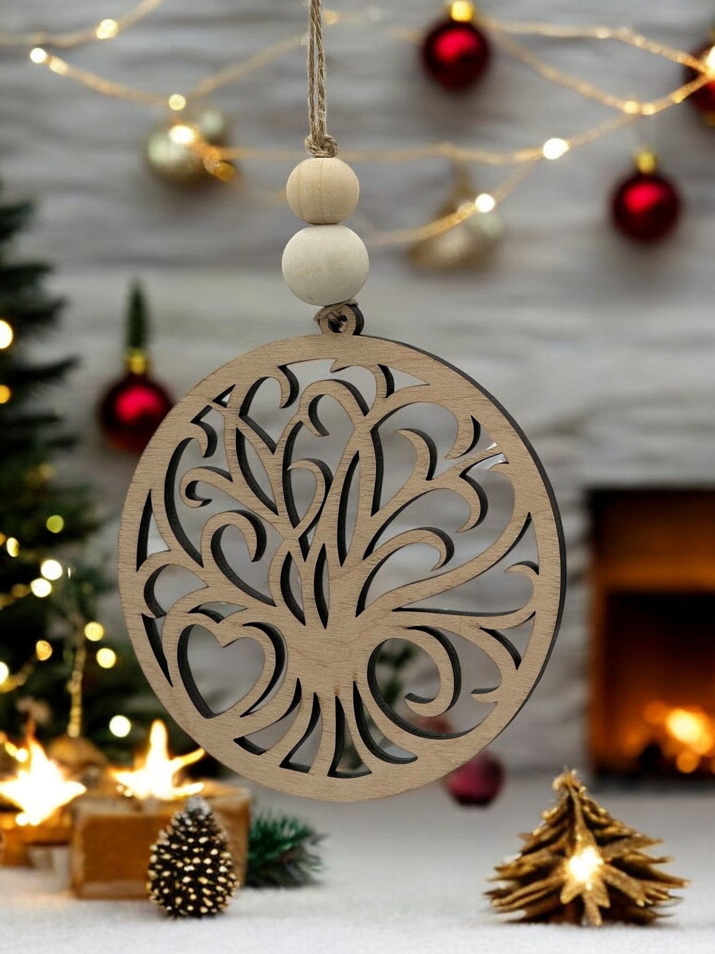 Tree of Life Wooden Ornament with Harmony & Existence Story Card