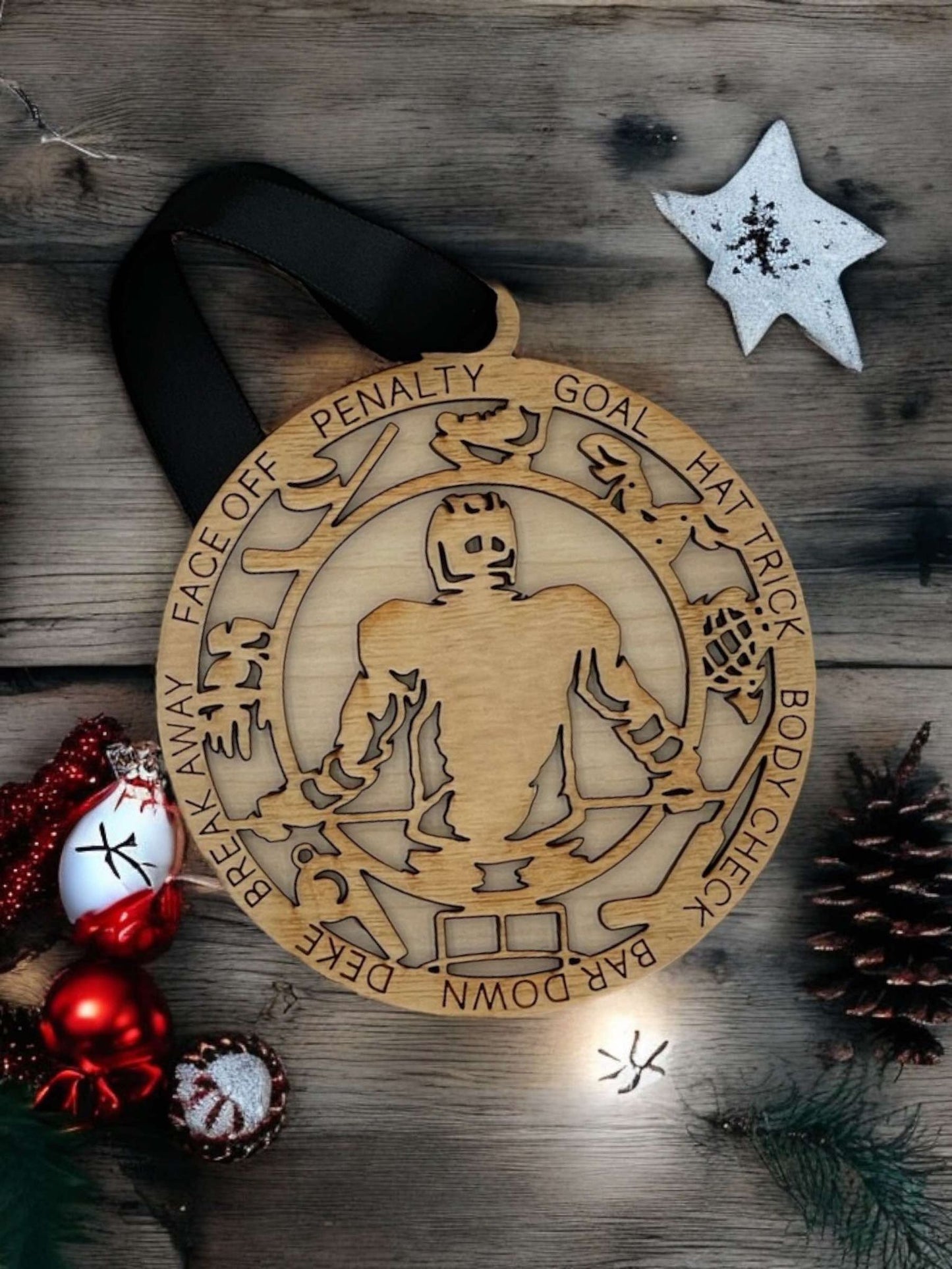 Personalized Sports Ornaments – Custom Laser-Cut Wooden Design with Name & Number for All Sports