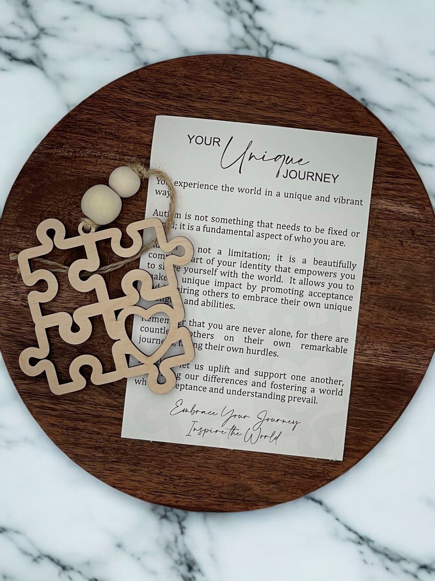 Puzzle Heart Autism Ornament | Your Unique Journey Wooden Ornament