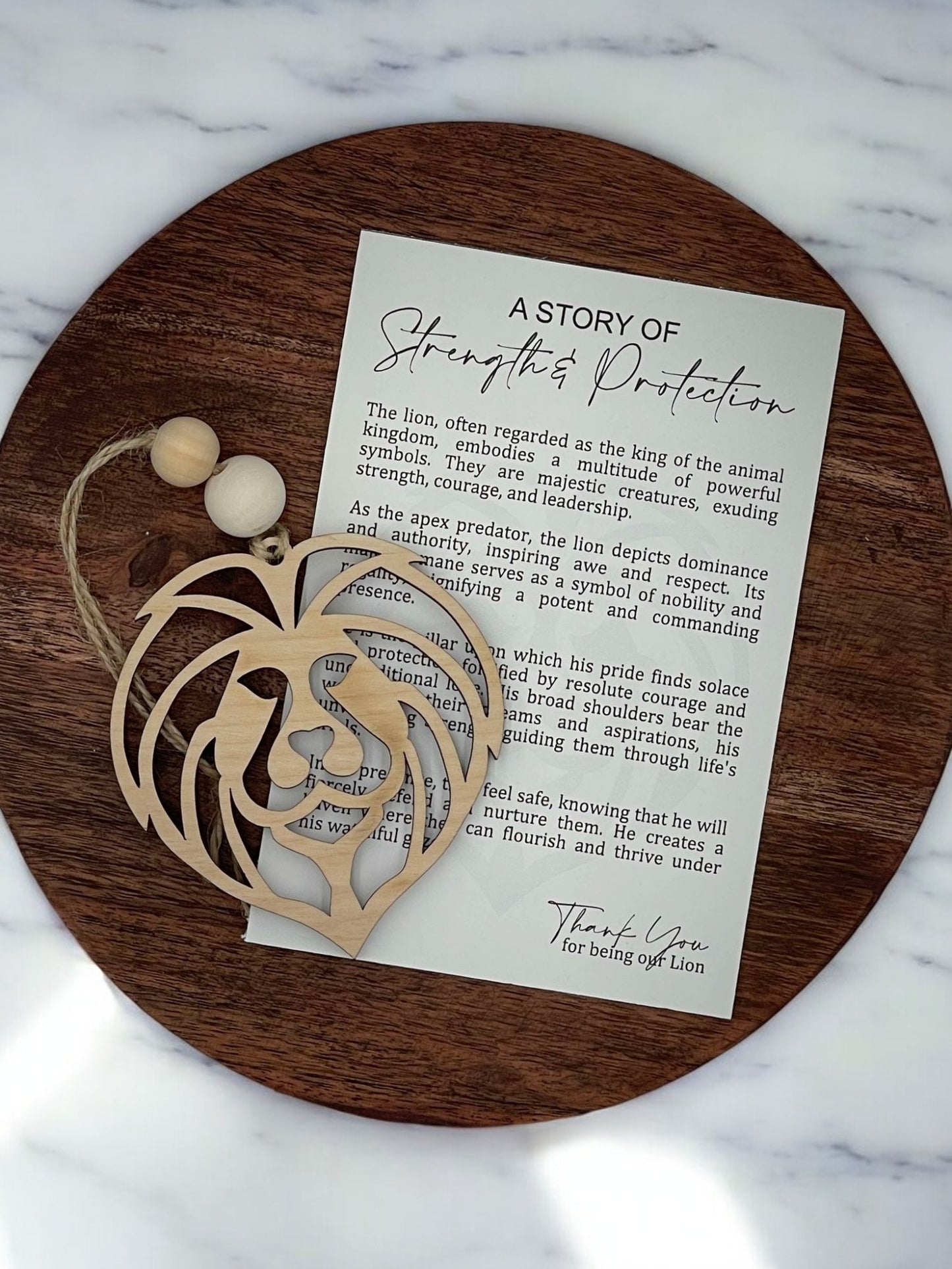 A Story of Strength & Protection Lion Wooden Ornament