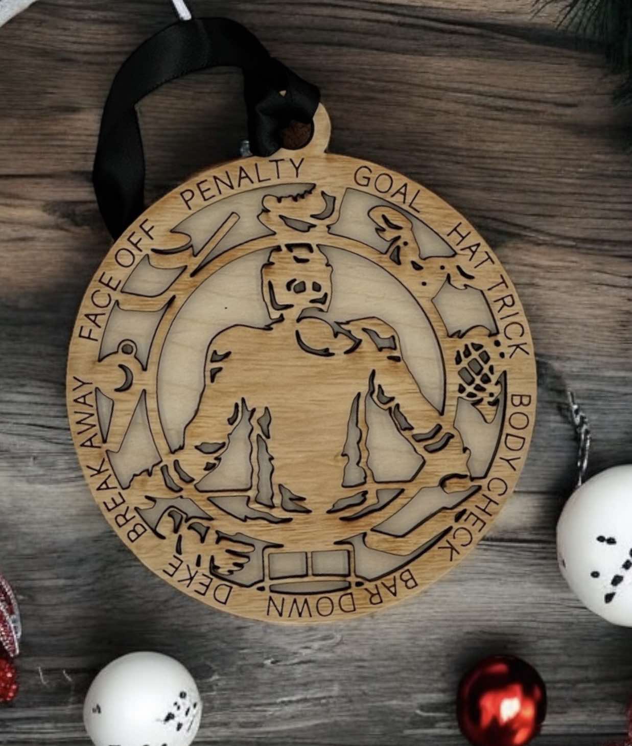 Personalized Sports Ornaments – Custom Laser-Cut Wooden Design with Name & Number for All Sports