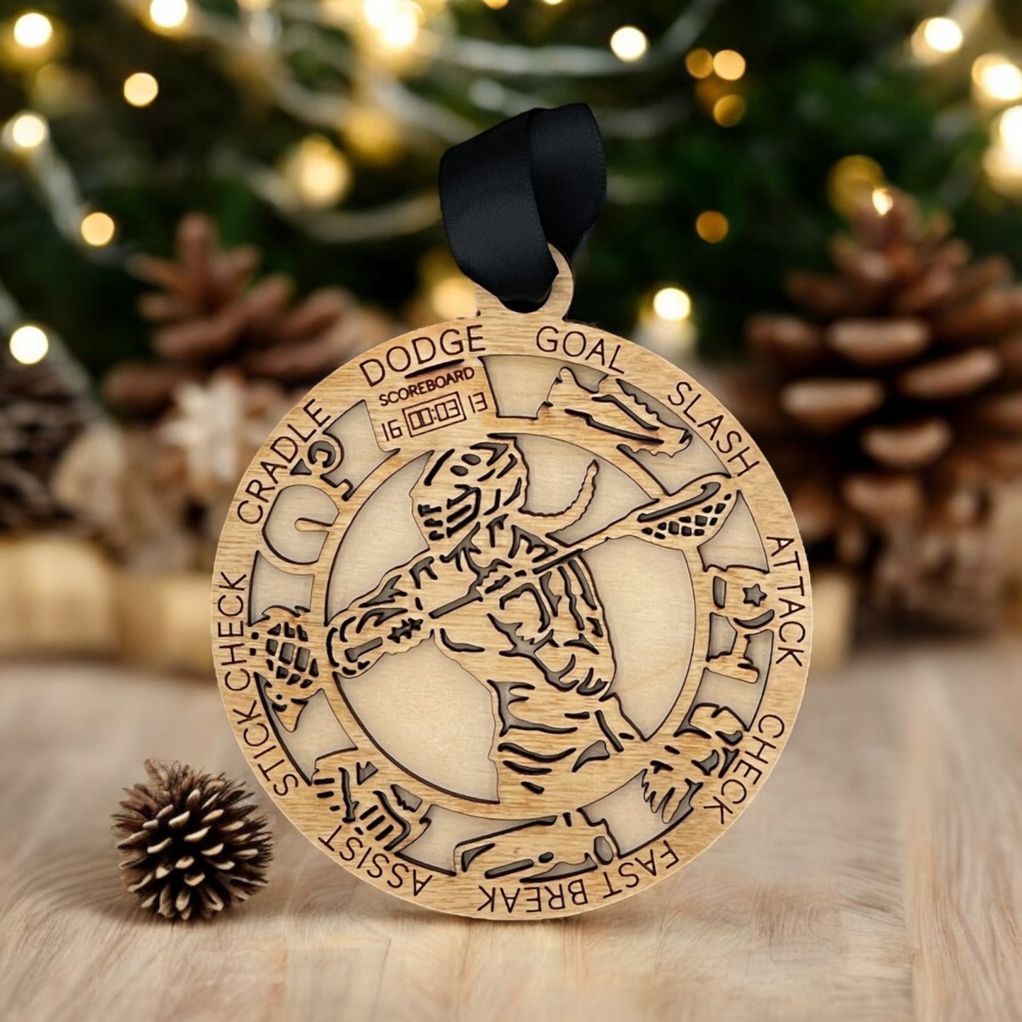 Personalized Sports Ornaments – Custom Laser-Cut Wooden Design with Name & Number for All Sports