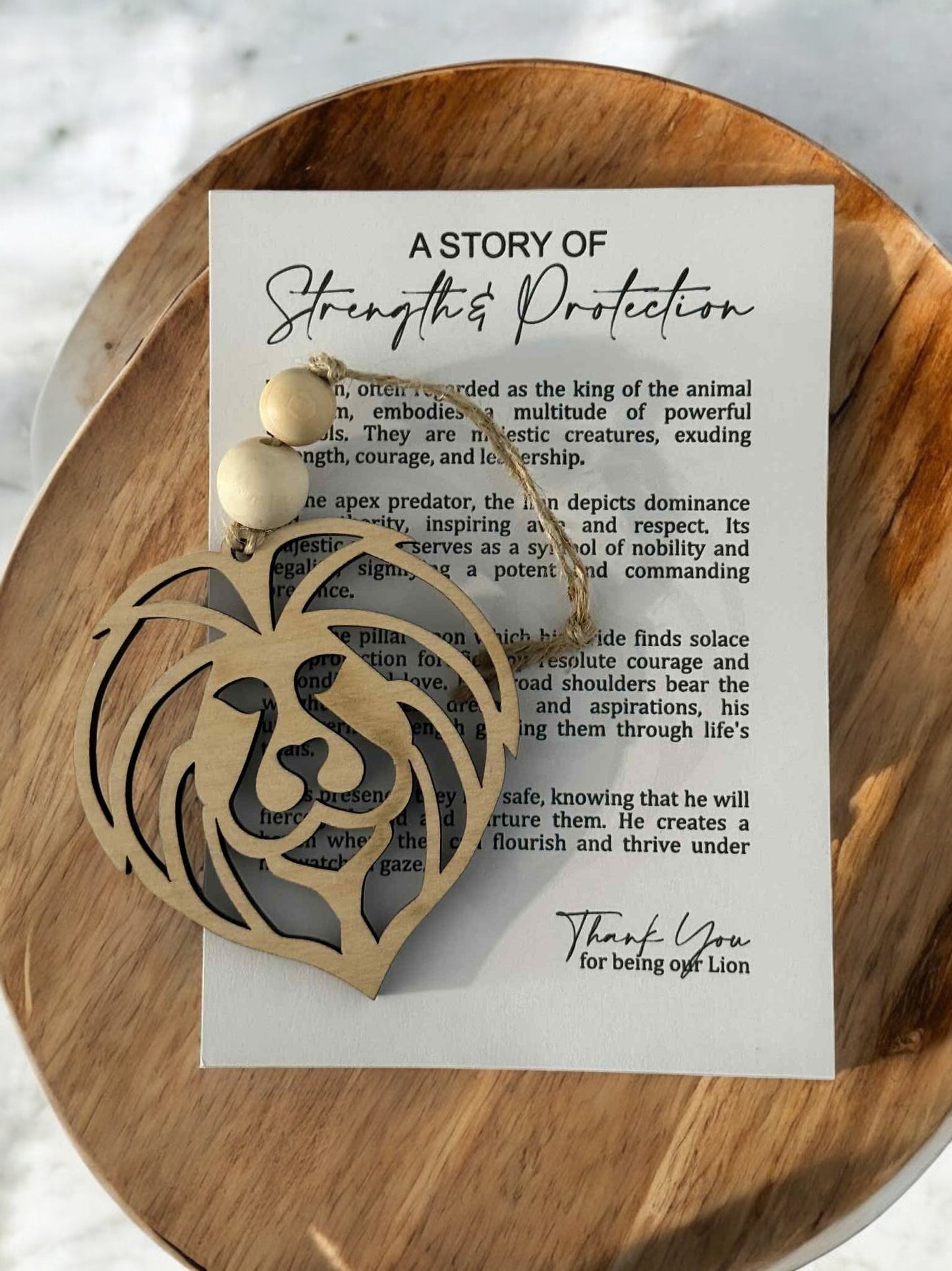 A Story of Strength & Protection Lion Wooden Ornament