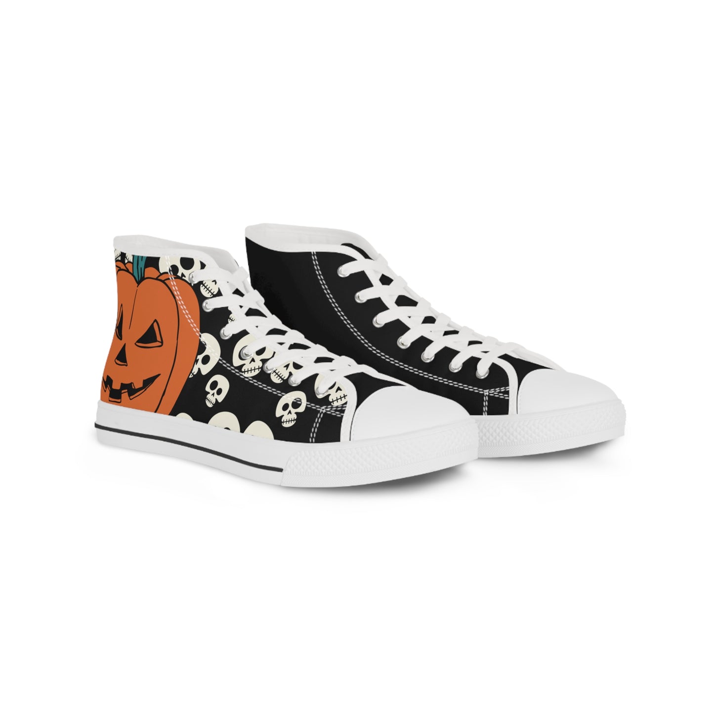 Men's High Top Halloween Pumpkin Skull Sneakers