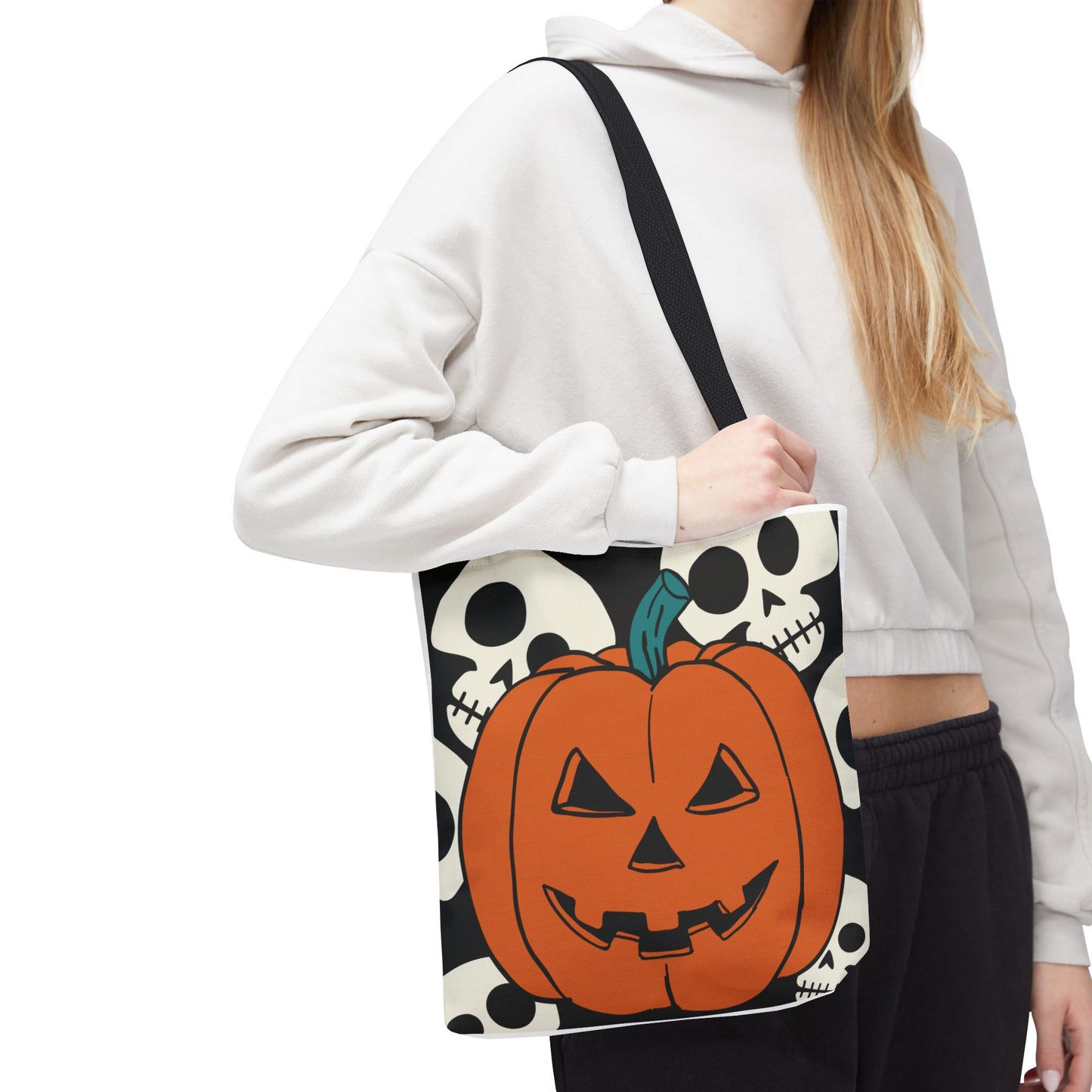 Halloween Skull Pumpkin Tote Bag