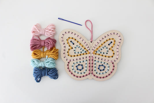 Butterfly Yarn Sewing Kit – Wooden Lacing Craft for Kids