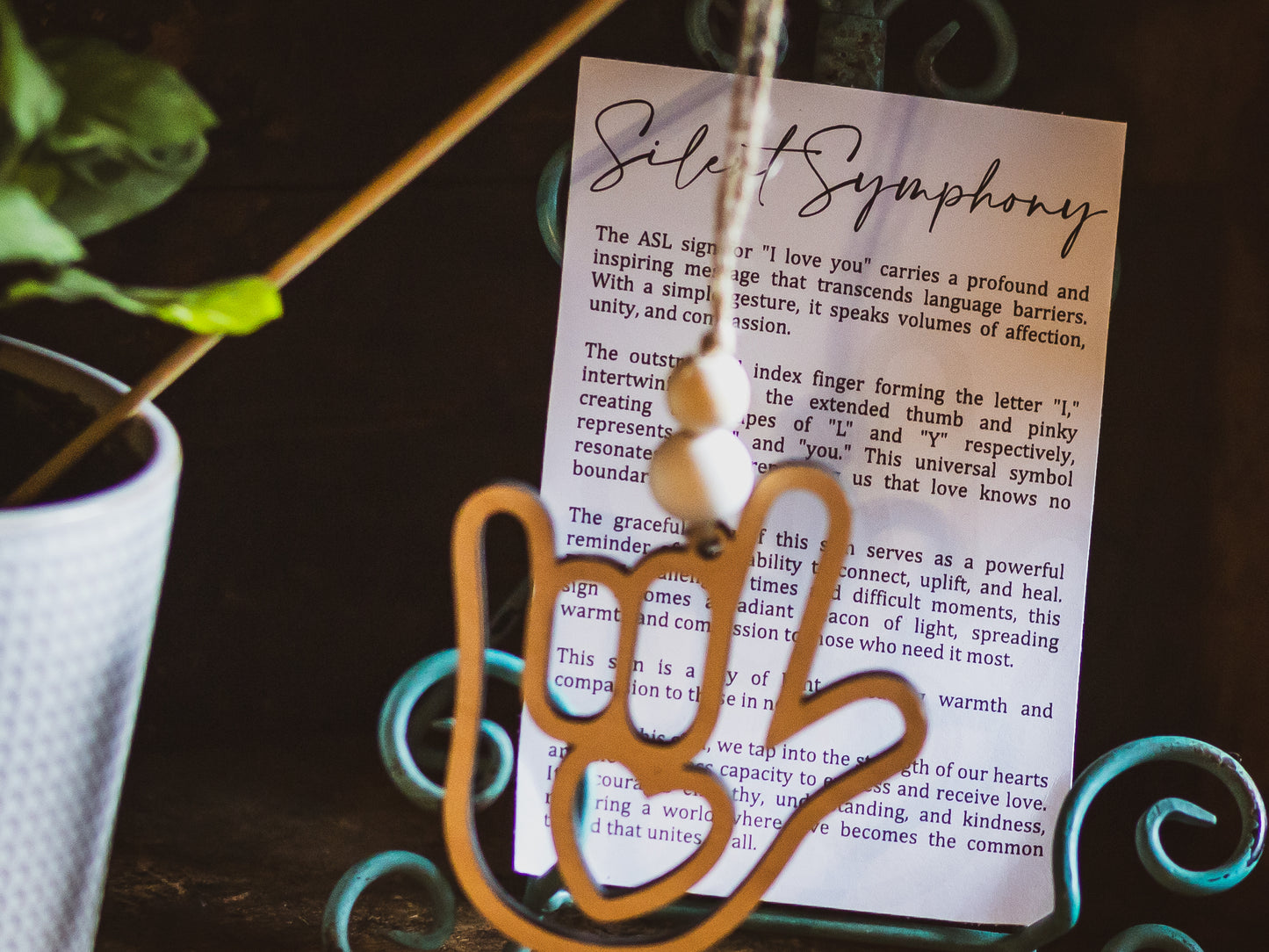 Silent Symphony Ornament | ASL "I Love You" Wooden Ornament