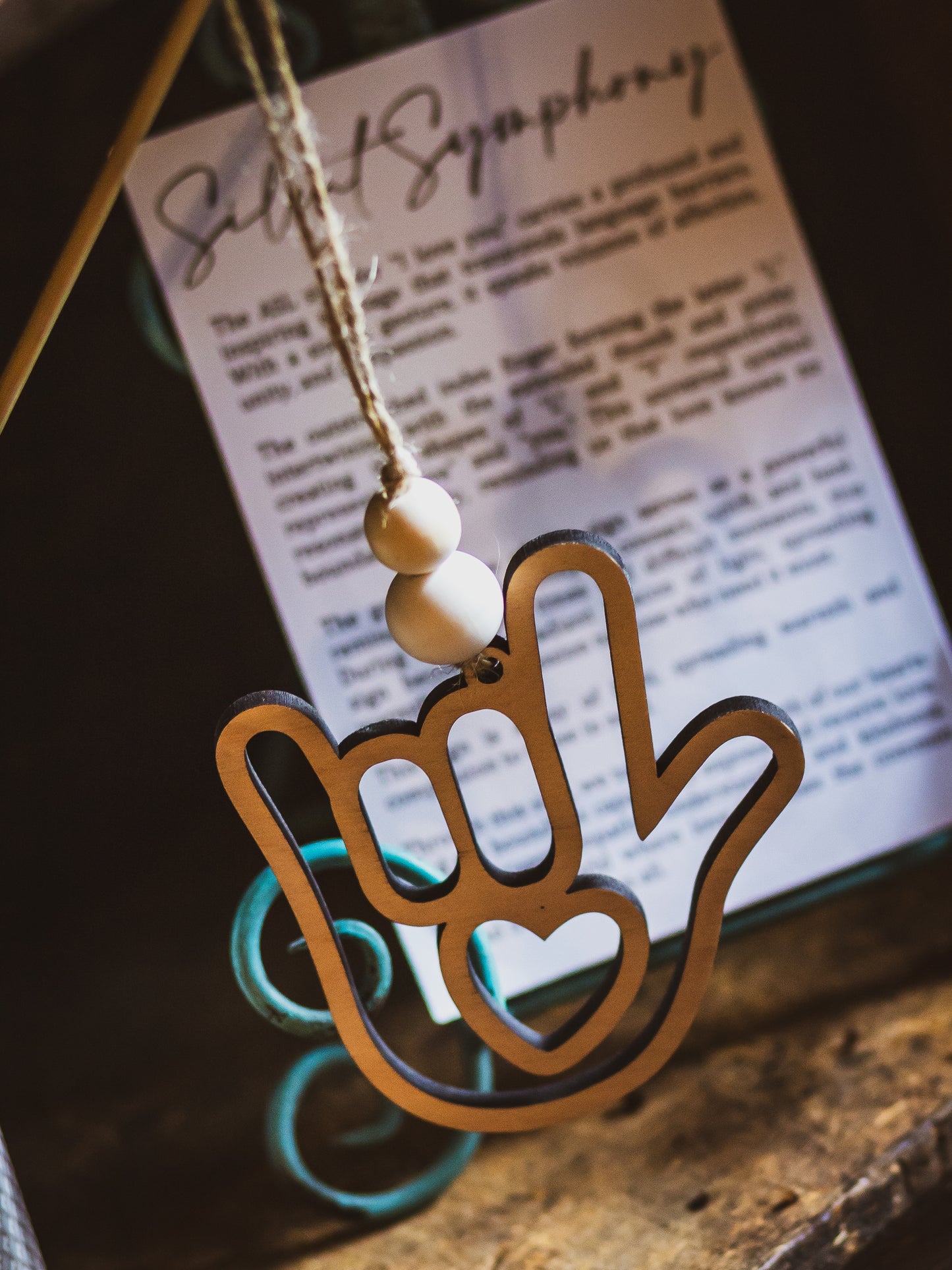 Silent Symphony Ornament | ASL "I Love You" Wooden Ornament