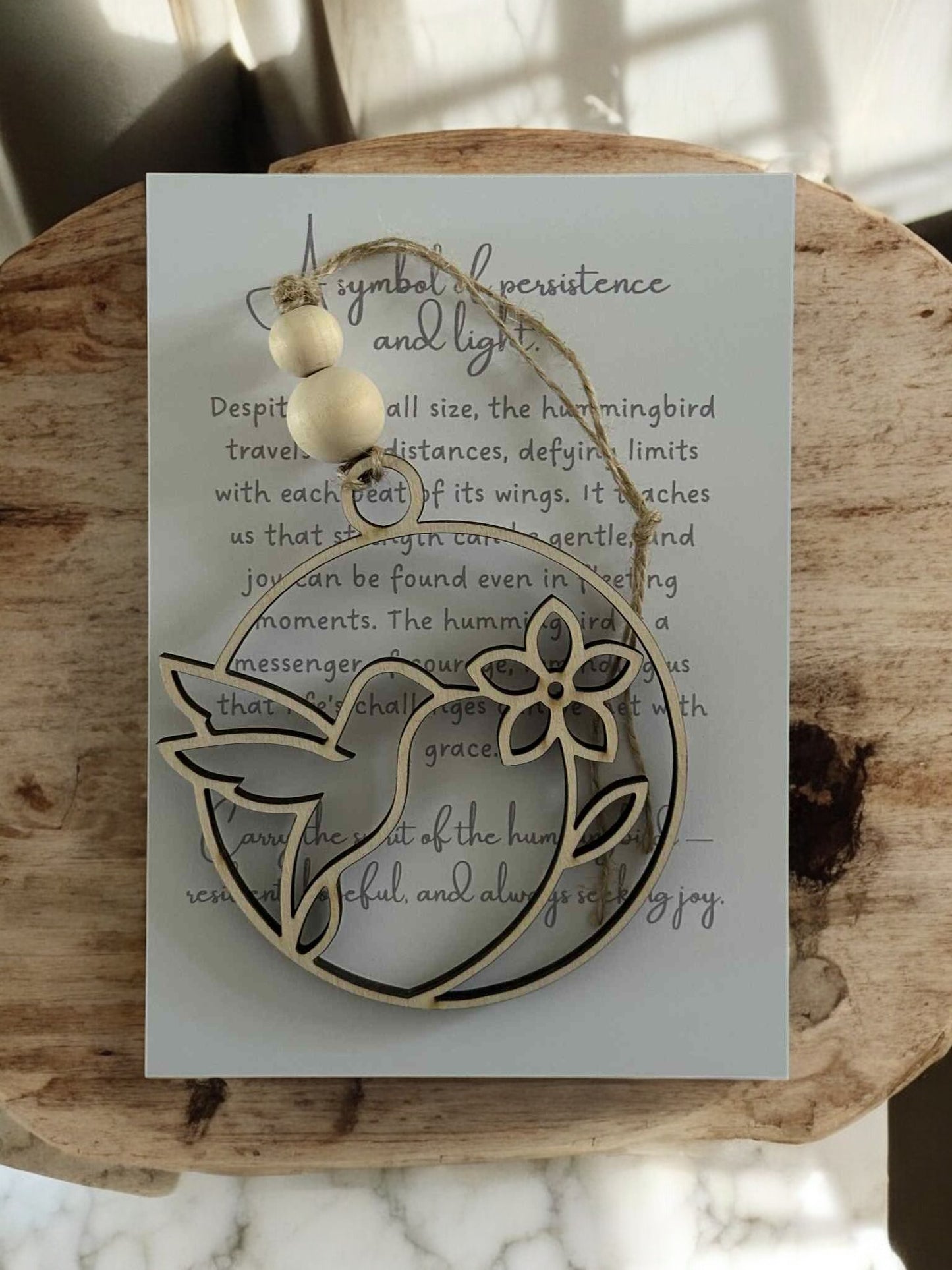 Hummingbird Ornament – Symbol of Persistence and Light with Story Card