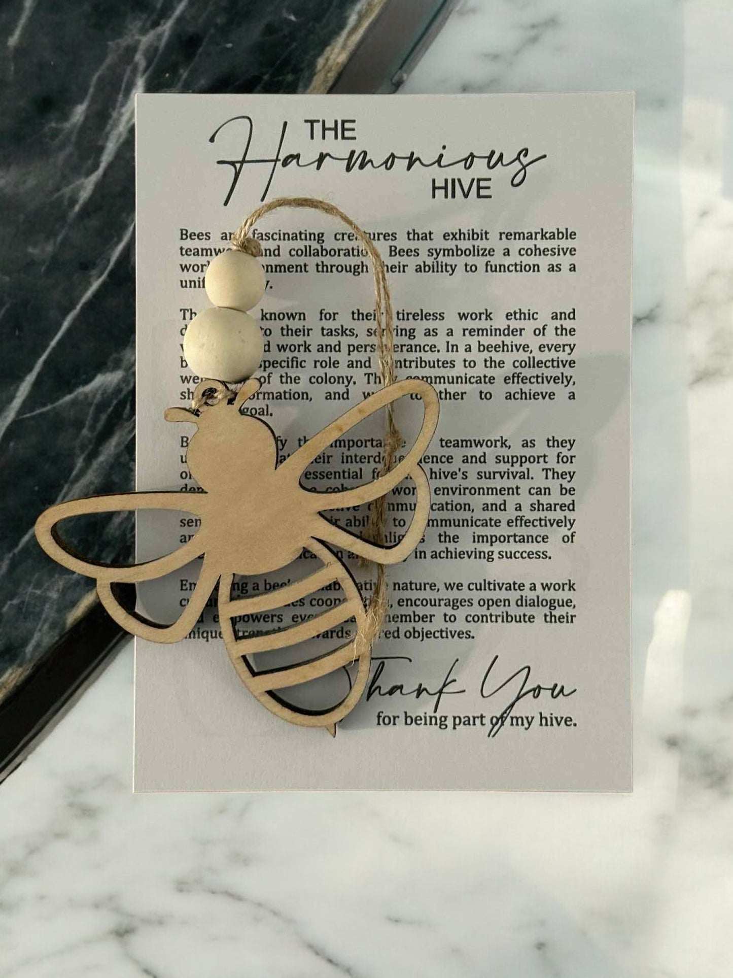 The Harmonious Hive Ornament with Story Card – Bee Teamwork Gift – Personalized Heart Option